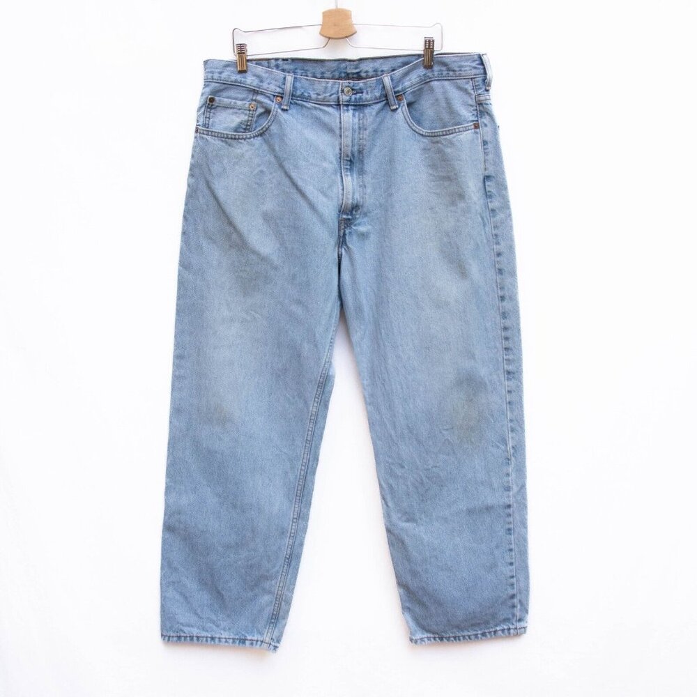 Levis Jeans Mens 40x30 Blue 550 Relaxed Straight American Light Wash Denim